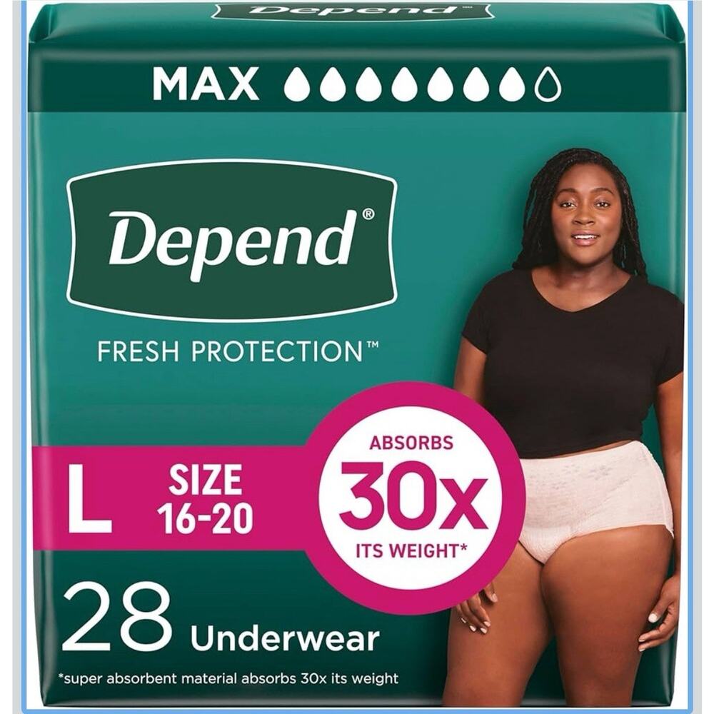Depend Fresh Protection Women's Max Underwear -Large 28 Ct